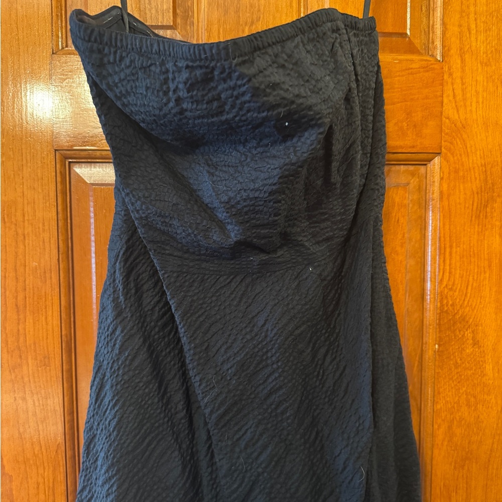 J. Crew Black Strapless Textured Dress